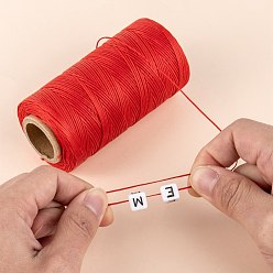 Red Flat Waxed Polyester Cords, Red, 1x0.3mm, about 284.33 yards(260m)/roll