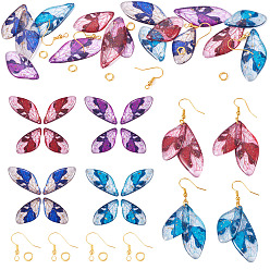 (52) Непрозрачная лаванда Набор для изготовления серег своими руками, включая подвески из смоляных крыльев бабочки, медные крючки и кольца для сережек, разноцветные