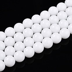 Белый Запекание окрашенных непрозрачных стеклянных бусин, круглые, белые, 10 мм, отверстие : 1 мм, около 40 шт / нитка, 15.16'' (38.5 см)