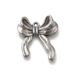 Нержавеющая Сталь Цвет 304 подвески из нержавеющей стали, очарование бантом, анти-тускнение, цвет нержавеющей стали, 19.5x17.5x4.5 мм, отверстие : 1 мм