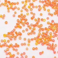 Coral 6/0 Round Glass Seed Beads, Grade A, Transparent Colours Rainbow, Coral, 3.6~4.0mm, Hole: 1.2mm, about 5000pcs/pound