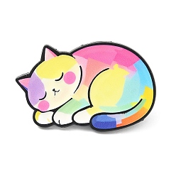 Разноцветный Эмалевый штифт, брошь из сплава для рюкзака, форма кошки, чёрные, красочный, 21x33 мм