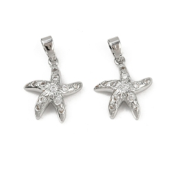 Платина Латунные микро проложить кубического циркония подвески, без кадмия и без свинца, морская звезда, платина, 16.5x14x4 мм, отверстие : 4.5x2.5 мм