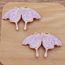 Лиловый Звенья компонентов люстры из сплава и эмали, бабочка, сирень, 59x39 мм