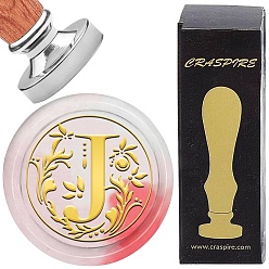 Letter J Наборы штампов для скрапбукинга своими руками, 1поликарбонатная латунная восковая печать с серебряным покрытием и 1поликарбонатной деревянной ручкой, буква J, штамп: 25x15 мм