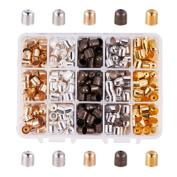 Mixed Color Iron Cord Ends, Mixed Color, 9x8mm, 7mm inner diameter, Hole: 1.5mm, 80pcs/color, 400pcs/box