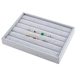 Gris Clair Anneaux de velours rectangle présentoirs, gris clair, 24x17.3x3.1 cm