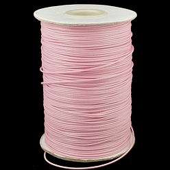 Бледно-Розовый Корейские вощеные полиэфирные шнуры, шарик шнур, розовый жемчуг, 1.2 мм, около 185 ярдов / рулон