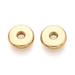 Настоящее золото 14K 304 из нержавеющей стали разделительные бусины, диск, реальный 14 k позолоченный, 8x2 мм, отверстие : 1.9 мм