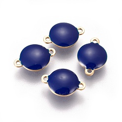 Морской Синий Ионное покрытие (ip) 304 эмалированные соединители из нержавеющей стали, эмалированные блестки, плоско-круглые, золотые, Marine Blue, 14.5x10x4.5 мм, отверстие : 1.4 мм