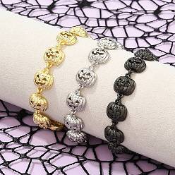 (52) Непрозрачная лаванда Браслеты из латуни на Хэллоуин для женщин, тыква, без кадмия и без свинца, стойки покрытие, разноцветные, 7-1/4 дюйм (18.5 см)