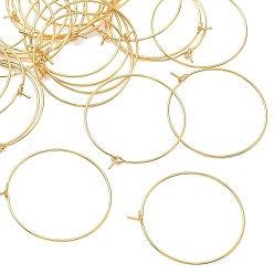 Real 18K Gold Plated SHEGRACE Brass Hoop Earrings Findings, Wine Glass Charms Findings, Cadmium Free & Nickel Free & Lead Free, Real 18K Gold Plated, 33x30x0.9mm