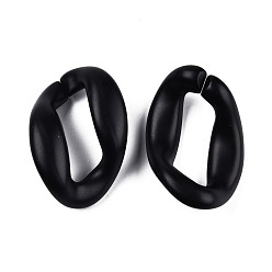 Black Opaque Spray Painted Acrylic Linking Rings, Quick Link Connectors, for Curb Chains Making, Twist, Black, 38x25x13mm, Inner Diameter: 23x8mm, about 160pcs/500g