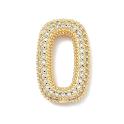 Настоящее золото 18K Латунные микропаве прозрачные кубические цирконии овальные соединительные кольца, долговечный, стойки покрытие, без свинца и без кадмия, реальный 18 k позолоченный, 19x12x3.5 мм