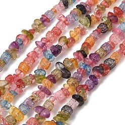 Mixed Color Synthetic Crackle Quartz Chips Beads Strands, Dyed & Heated, Mixed Color, 5~8x5~8mm, Hole: 1mm, about 32 inch