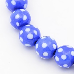 Королевский синий Ручной бусиныПроизводим круглые бусины нити, горошек, королевский синий, 12 мм, отверстие : 2 мм, около 23 шт / нитка, 13.5 дюйм