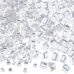 WhiteSmoke Glass Seed Beads, Silver Lined, Triangle Hole, Triangle, WhiteSmoke, 4.5x4.5x5mm, Hole: 1.2mm, 960~1022pcs/box