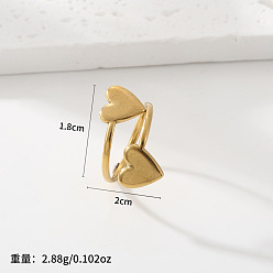 Золотой Регулируемые 201 манжеты из нержавеющей стали с открытыми кольцами, сердце, золотые, 20 мм, внутренний диаметр: 18 мм