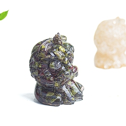 Кровь драконов Украшение в виде льва из смолы, с натуральными чипсами из крови дракона внутри статуй для украшения домашнего офиса, 39x37x53 мм