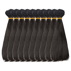 Черный 10шт. пластиковый длинный прямой парик для куклы, для поделок девушки bjd makings аксессуары, чёрные, 150x995x0.9 мм