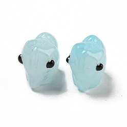 Светло-Синий Прозрачные стеклянные бусины ручной работы, бусины ручной работы, с эмалью, слон, голубой, 11x9.5x14.5 мм, отверстие : 1.2~1.4 мм