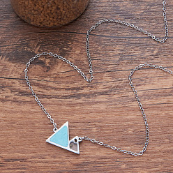 Synthetic Turquoise 304 Stainless Steel Mustard Seed Faith Mountain Pendant Necklaces with Synthetic Turquoise for Women, Stainless Steel Color, 17.72 inch(45cm)