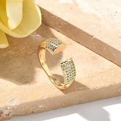 Настоящее золото 18K Кольца-манжеты с микропаве из латуни и прозрачными кубическими цирконами для женщин, без кадмия, без никеля и без свинца, реальный 18 k позолоченный, внутренний диаметр: 19 мм