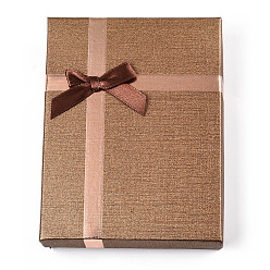 Верблюжий Картон ювелирные изделия ожерелье коробки, с белой губкой, для ювелирной подарочной упаковки, прямоугольник с бантом, верблюжие, 16x12x3.1 см, внутри: 15.2×11.2см.