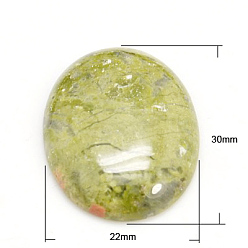 Унакит Кабошоны из камня, овальные, природные Unakite, 30x22x5~7 мм