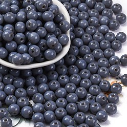 Серый Стеклянный бисер непрозрачных цветов, круглые, серые, 8x7.5 мм, отверстие : 1.6 мм, Около 681 шт / фунт