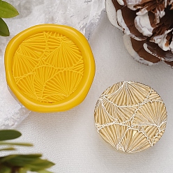 Fan Текстура тема круглая латунная головка штампа, для сургучной печати, изготовление свадебных приглашений, золотые, вентилятор, 25x14.5 мм, внутренний диаметр: 6.5 мм