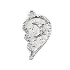 Платина Латунные микро проложить кубического циркония подвески, сердце прелести, без свинца и без кадмия, долговечный, платина, 23x13.5x2 мм, отверстие : 1.5 мм