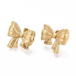 Настоящее золото 14K 304 из нержавеющей стали серьги, ионное покрытие (ip), бантом, реальный 14 k позолоченный, 17.8x20 мм