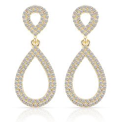 Золотой Серьги-гвоздики с подвесками из латунных кристаллов и страз в форме капли, золотые, 50x22 мм