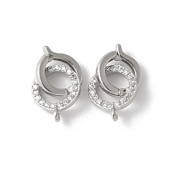 Платина Латунное микропейв, прозрачный кубический цирконий, складные застежки, без свинца и без кадмия, долговечный, стойки покрытие, платина, 18x9x9 мм, отверстие : 1 мм