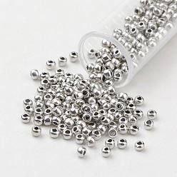 Светло-серый Fgb 8/0 круглый стеклянный бисер класса А, окрашенные, светло-серый, 3x2 мм, отверстие : 1 мм, Около 10000 шт / фунт