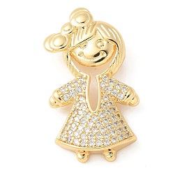 Настоящее золото 18K Латунные микро проложить кубического циркония подвески, без кадмия, без никеля и без свинца, шармы в форме человека , реальный 18 k позолоченный, 27.5x16x5 мм, отверстие : 5x3 мм