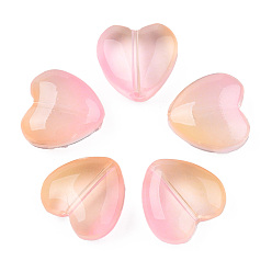 Pink Прозрачные брызги, окрашенные распылением, два тона, сердце, розовые, 12x12x5.5 мм, отверстие : 1 мм