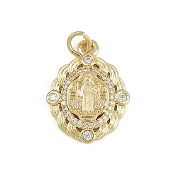 Настоящее золото 18K Латунные микро проложить кубического циркония подвески, без кадмия и без свинца, с целью перехода в кольце, реальный 18 k позолоченный, 21.5x16.5x2.5 мм, отверстие : 3 мм