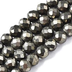 Chalcopyrite Natural Chalcopyrite Bead Strands, Faceted, Round, 4mm, Hole: 1mm, about 105pcs/strand, 15.7 inch