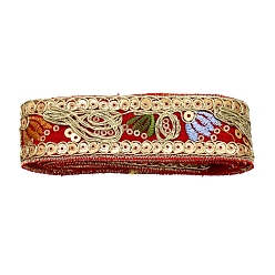 Красный Лента для вышивки из полиэстера, орнамент одежды, красные, 1-1/8 дюйм (30 мм), около 10 ярд / шт