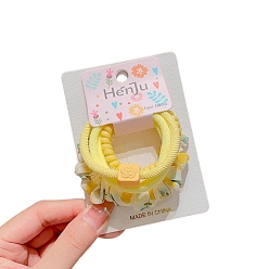 Yellow 4Pcs Elastic Fibers Hair Ties, Yellow, 60mm
