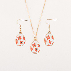 Коралловый Комплект из подвески и сережек-подвесок из эмалированного сплава в виде пасхального яйца, коралл, 18.11 дюйм (460 мм)