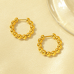 Настоящее золото 18K Стильные 304 круглые серьги-кольца из нержавеющей стали, реальный 18 k позолоченный, 18.29x20.34 мм