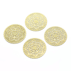 Raw(Unplated) Brass Filigree Joiners, Lead Free & Cadmium Free & Nickel Free, Flat Round, Raw(Unplated), 41x1mm, Hole: 1~2mm