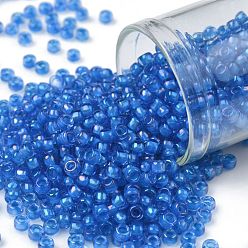 (309) Inside Color Light Sapphire/Opaque Blue Lined Toho runde Rocailles, japanische Rocailles, (309) Innenfarbe hell saphir / opak blau gefüttert, 8/0, 3 mm, Bohrung: 1 mm, über 222pcs / Flasche, 10 g / Flasche