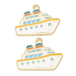 Ship Подвески из морского сплава с эмалью, золотые, корабельные прелести, 20x28x1 мм, отверстие : 1.8 мм