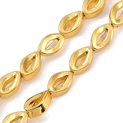 с Золотистым Покрытием Гальванические нити из синтетических немагнитных гематитовых бусин, полый овал, с золотым покрытием, 10x6x3.5 мм, отверстие : 1 мм, около 43 шт / нитка, 15.94 дюйм (40.5 см)