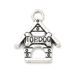 Дом Сплавочные подвески тибетского стиля, брелоки из серии "Собаки", античное серебро, дом, 19x16x3 мм, отверстие : 2.5 мм