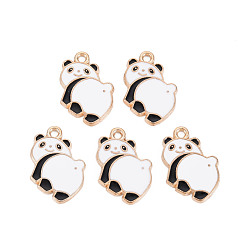 Белый Подвески из эмали и сплава, без кадмия и без свинца, золотой свет, панда, белые, 21.5x14.5x1.5 мм, отверстие : 1.6 мм